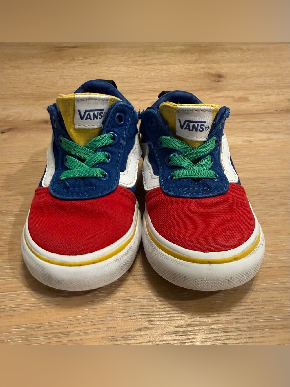 Vans Toddler Size 6 Colorblock Sneakers Red Blue Green Yellow - Picture 2 of 5